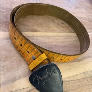 Fender Couters Men's Orange and Black Leather Belt